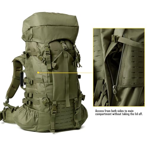 Image of MT Military Army Large Rucksack with Detacheable Assault Backpack Hydration Pack Shoulder Straps and Waist Belt Metal Frame | Detacheable