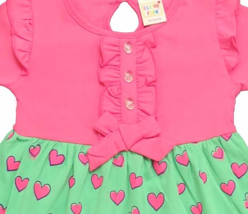 Image of Clothe Funn New Born Baby Girl Trendy Cotton Dress (3-4 Years, Pink /Mint Green)