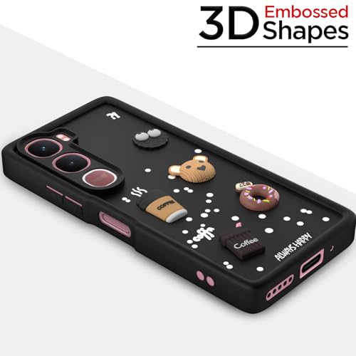 Image of Amazon Basics Back Cover for Vivo Y31 5G | Cute Fun Cartoon 3D Bear Silicone Full Body Protection Bumper case (Black)