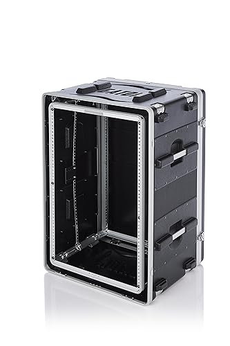 Gator Cases 16U Rack Case mit Gummi-Stoßdämpfern an jeder Ecke, schwarz (G-SHOCK-16L)