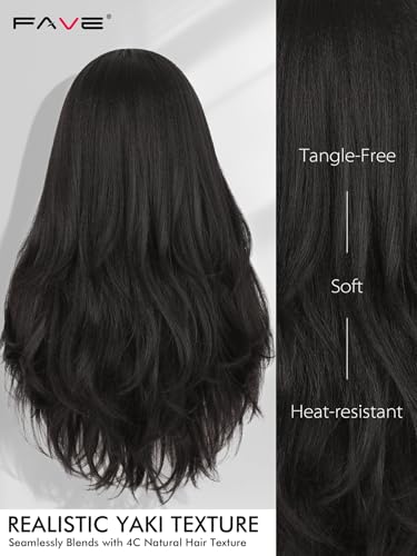 Perruque V Part bouclés Yaki FAVE 65 cm demi-perruque synthétique
