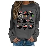 Sudadera con capucha para mujer, otoño, invierno, Navidad, muñeco de nieve, copa de vino, con capucha, gris, L