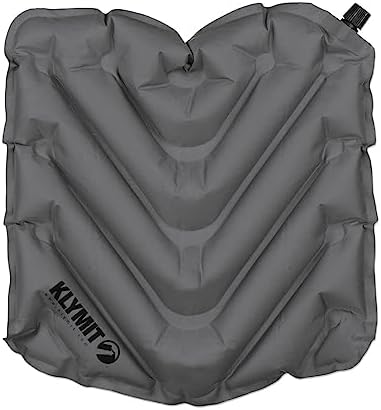 Klymit V Seat, Lightweight Inflatable Travel Cushion, Best for Camping, Bleachers, or Glassing Pad , Gray