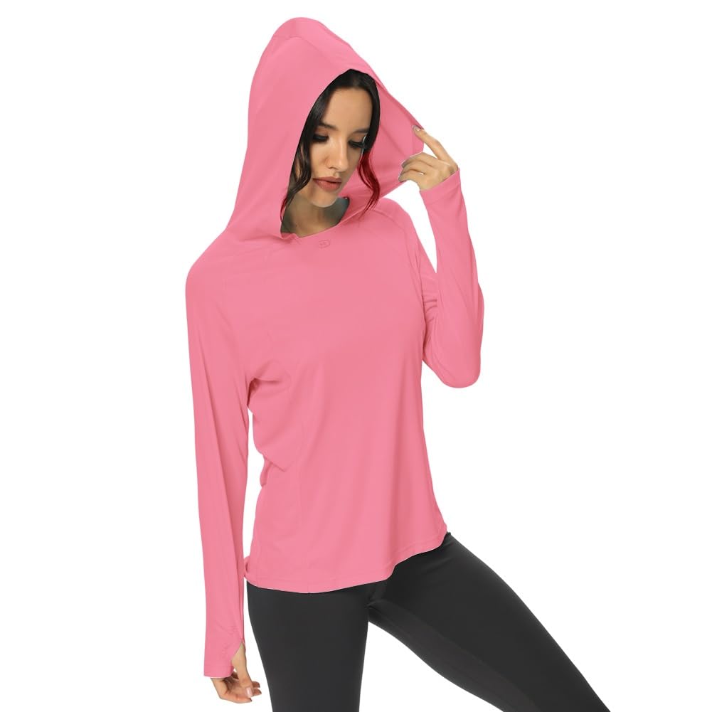 M MAROAUTWomen's UV Sun Protection Hiking Shirts, UPF50+ Long Sleeve Lightweight Hoodie Quick-Dry Outdoor Fishing Rash Guard