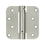 (Pack of 2) Satin Nickel 4 X 4 with 5/8 Radius Spring Door Hinges