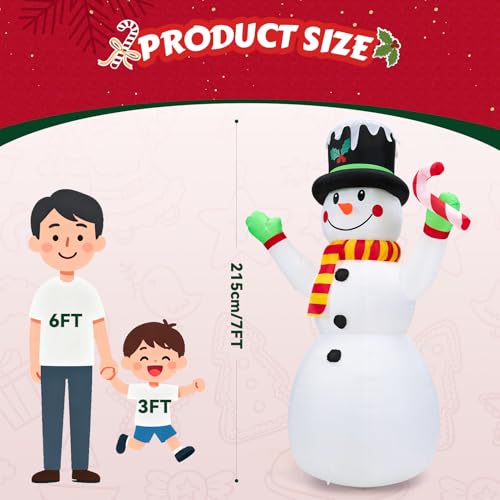 Bonhomme de neige gonflable 210 cm avec béquille pour Noël