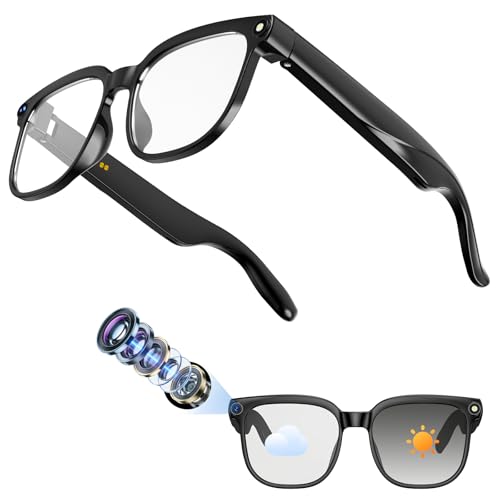Hwagol Gafas Inteligentes, Smart Glasses con 8 MP Cámara, Gafas Bluetooth IA con...