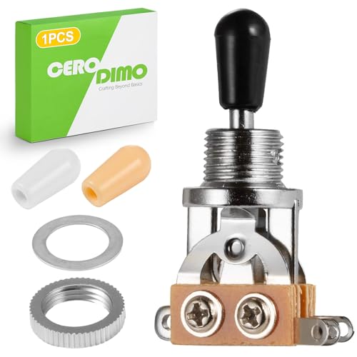 CeroDimo 3 Way Guitar Toggle Switch with Tip Knob Caps for Electric Guitars, DPDT Pickup Selector Replacement