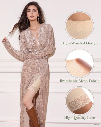Image of Women's Cooling Mesh Lace Slip Shorts for Under Dresses Anti Chafing, Anti-Roll Lace, Soft Breathable Skin-Friendly