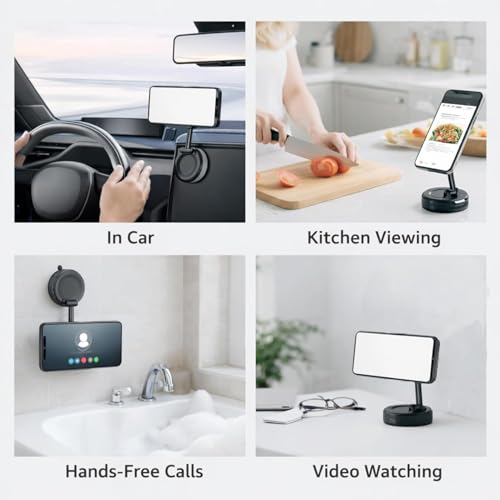 Image of Nulaxy Car Mobile Holder for Dashboard Vacuum Suction180 Rotate Phone Holder Wiper, Mount Hand Handle Cleaning FreeVacuum Wiper Rotate Magnetic Cell Phone Stand