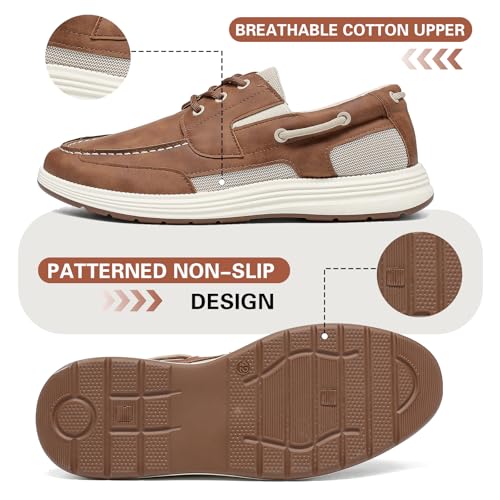 Men's Slip on Casual Loafers, 3-Eye Boat Shoes Men, Lightweight Non Slip Walking Shoes for Casual Outings, Beach, Boating2