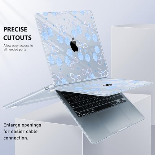 Lepeoac for 2026 MacBook Air 13-inch Laptop Case M5 2026 M4 2025 M3 2024 M2 2022 Release Model A3449 A3240 A3113 A2681, Plastic Hard Shell Cover for MacBook Air 13.6 inch, Blue Pearl Bow by Lepeoac - Used condition - Image 8
