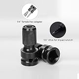 Zestaw adapterów do kluczy nasadowych, adapter udarowy 1/2 cala, napęd czworokątny na 1/4 cala, konwerter szybkomocujący, do kluczy z grzechotką udarową i uchwytu do wkrętaka, 2 sztuki
