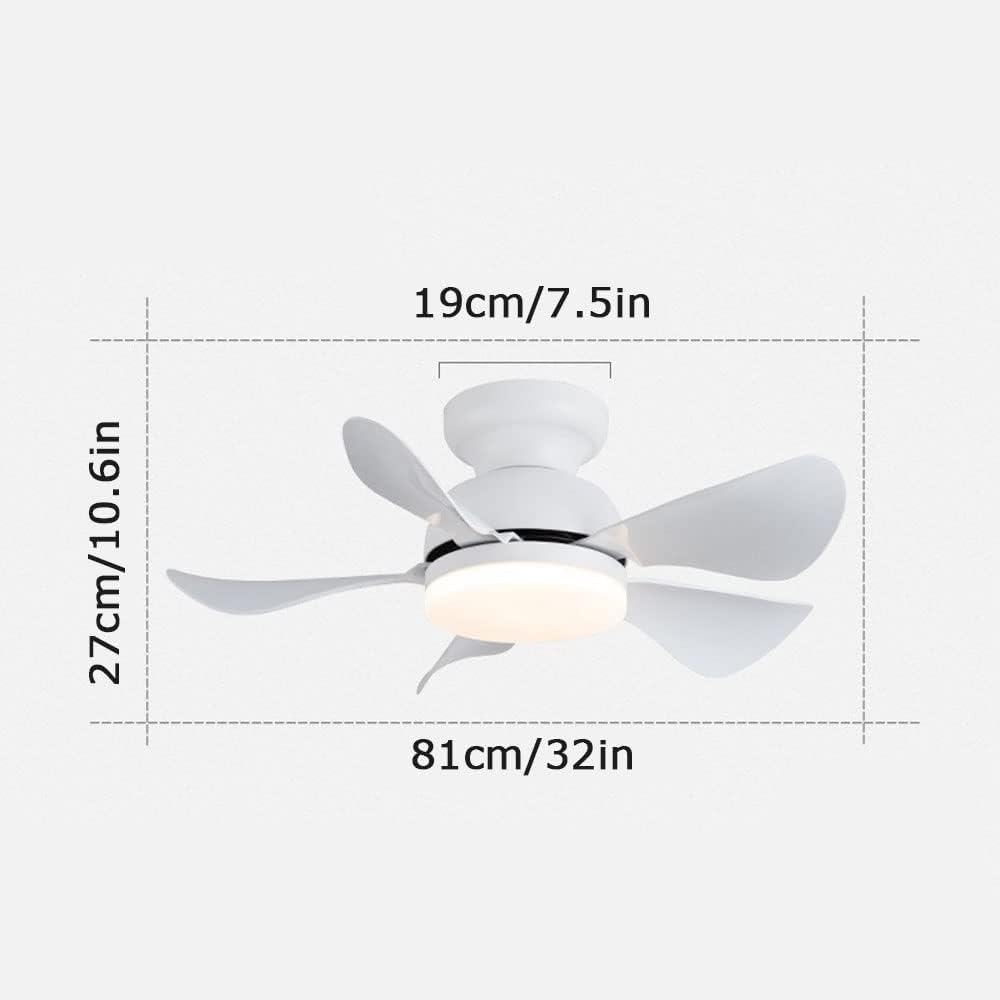 Nowoczesny wentylator sufitowy o zmiennej intensywności 81 cm (32 cale) z pilotem zdalnego sterowania, 6 prędkości, podtynkowa lampa sufitowa i 5 łopatek, idealny do sypialni i dekoracji
