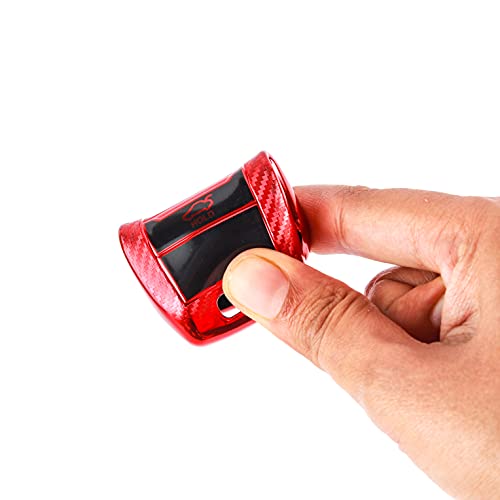 Image of JVCV Soft TPU Carbon Fiber Style Car Key Cover Compatible with Kia Seltos Sonet Carens 3 Button Push Start Car Key (Red)