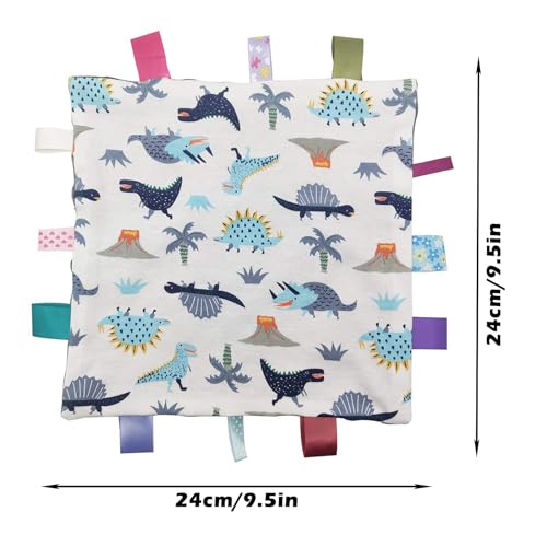 Image of Inchant Baby Boy Tag Security Blanket Grey Small Blanket with Colorful Tags Surprise for Newborns Toddlers