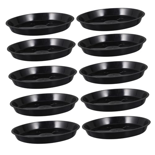 Kisangel 10 pièces Plateaux pour Pots de Fleurs Ronds Noirs Lot de Supports Plastiques pour Fleurs et Bonsaïs Réservoir Eau Anti-débordement Base Protectrice pour Plantes Intérieur et