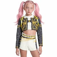 LRMEUMA Girls Halloween Pop Singer Costume Set, Stage Performance Outfit for Kids 4-14 Years