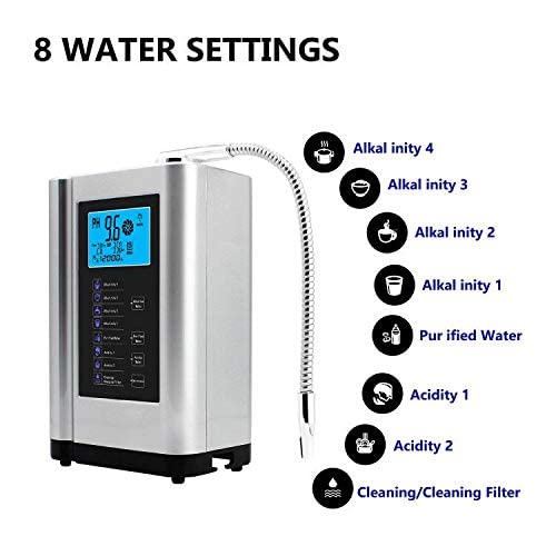 AlkaDrops Water Ionizer, Water Purifier Machine PH 3.5-10.5 Alkaline Acid Water Machine,Up to -500mV ORP, 8000 Liters Per Filter,7 Water Settings,Auto-Cleaning,Intelligent Voice(Silver) thumbnail 8
