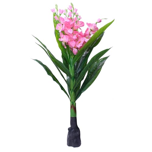Image of TIED RIBBONS Artificial Pink Flower Plant for Home Decor (Big Size, 3.6ft) - Tall Faux Indoor Decorative Plant with Green Leaves | Floor Standing Tree for Living Room, Bedroom, Office & Balcony