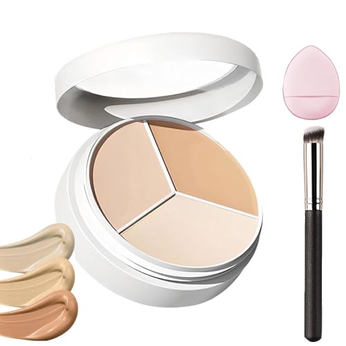 3 Farben Wasserdichte Concealer,Full Cover Concealer Palette,Dreifarbiger Gesichts-Concealer, Kaschiert Augenringe, Geeignet FüR Alle Hauttypen (1pcs, Gleiche Größe)