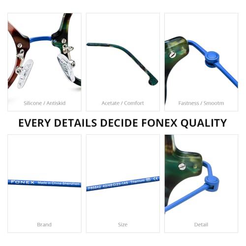 Image of FONEX Acetate Titanium Glasses Frame Men 2024 New Square Eyeglasses Spectacles Eyewear F85843