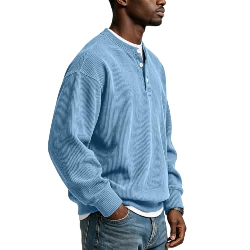 Corduroy Henley Shirts for Men Long Sleeve Casual Pullover Fall Shirt - image 4
