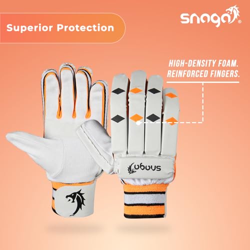Image of Snaga School Cricket Batting Gloves - for Beginner cricketers /PVC Palm /Nylon Stitch /Fully Paded Gloves /Full Fingered Gloves for Perfect Grip and Maximum Protection (Men)(14 Years and Above)