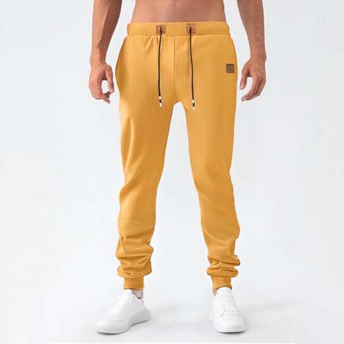 Mens Casual Sweatpants Drawstring Jogging Solid Color Athletic Trousers Slim Fitted Pants Fashion Fall 20252