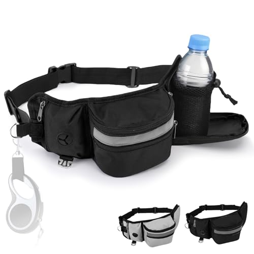 ZESTEFY Leckerlibeutel Hundetraining, Robuste Bauchtasche mit Kotbeutelspender, Flaschenhalter, Reflektor & Verstellbarem Gurt – Wasserdichtes Hundezubehör für Gassi, Training & Outdoor