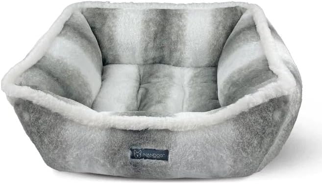 review NANDOG Cloud Collection Cat and Dog Bed for Small to Medium Breeds – Made of Ultra Soft Micro Plush Fabric – Reversible Design with Double Stitched Seams (25”x21”x10”) (White CHICHILLA)