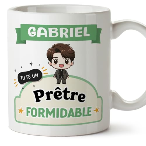 Mugffins Tasses Personnalisables pour PRÊTRE homme - En Français - Cadeau Personalisé- Tu es formidable - Kawaii - 11 oz / 330 ml