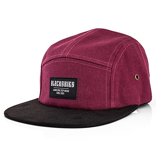 Blackskies® Port Townsend 5-Panel Cap Camp Damen Herren Baseball Mütze Kappe Surfer Skater Snapback Strapback Rot Schwarz