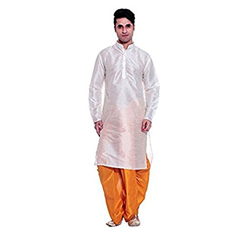 Kurta y Dhoti Royal Kurta Blanco Crema para Bodas Tradicionales y Festivales