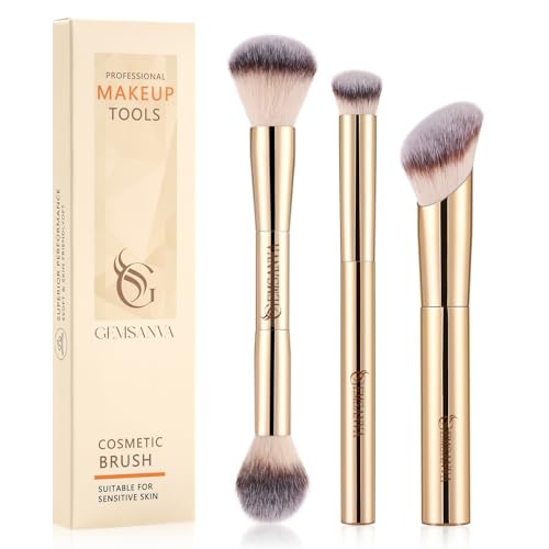 GEMSANVA Makeup Brushes | Contour Brush Set,3Pcs Professional Foundation Brushes