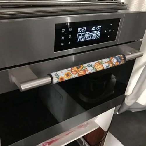 Image of Happy Fall Refrigerator Handle Covers Set of 6 Fashion Kitchen Appliance Handle Covers Non-Slip Washable Autumn Pumpkin Fridge Door Handle Protector, Keep Off Fingerprints,Food Stains