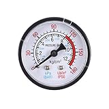 uxcell Back Mount Pressure Gauge, 0-180 Psi 0-12 Bar, 0-1200 Kpa, 1-25/32' Dial Display, 1/4 NPT...