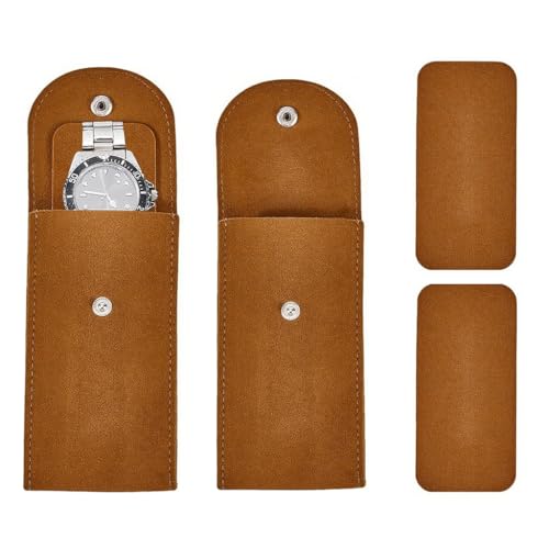 Image of ZORBES 2PCS Travel Watch Box Organizer Case - Wrist Watch Storage Pouch with Double Sided Velvet Liner Anti-Scratch Design, Secure Snap Closure, Compact 7x13x4cm Size, Only Box Accessory