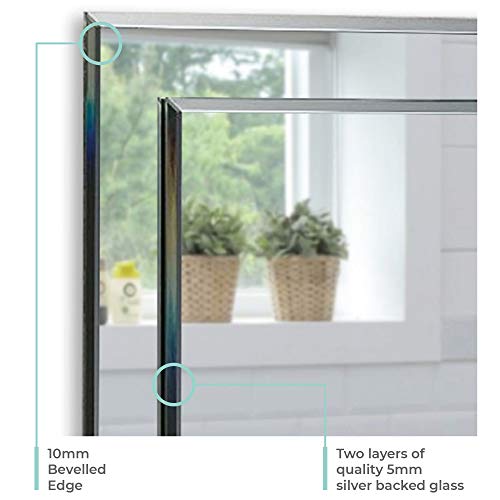 Neue Design Rectangular Bathroom Mirror, Double Layer 50cm x 40cm Wall Mounted Shelf Elegant, Sizes 70cm x 50cm, 60cm x 43cm or 50cm x 40cm Iowa