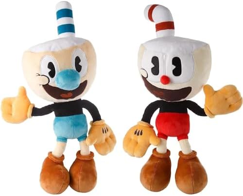 15-Inch Cuphead & Mugman Bundle - Plush Toy - Soft and Huggable Stuffed Doll of The Popular Video Game Character for Kids and Fans of All Ages - Perfect for Collectors and Gamers - Authentic Design