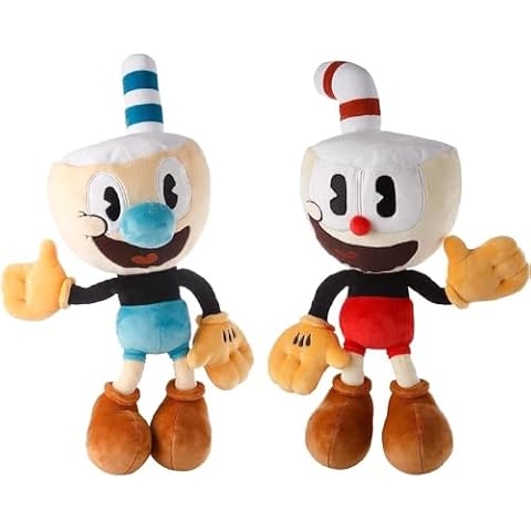 Cuphead & Mugman Bundle 15-Inch - Plush Toy -Super Soft & Huggable Stuffed Doll of The Popular Video Game Character for Kids & Fans of All Ages - Perfect for Collectors and Gamers –Officially Licensed Cover