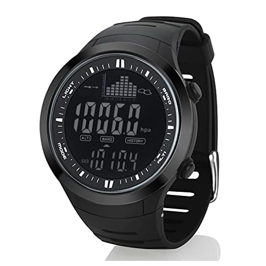 AMYSPORTS Men Outdoor Fishing Watches Waterproof Hiking Digital Watch Sport Altimeter Black Barometer Watch Outdoors Fishing Rugged Strap