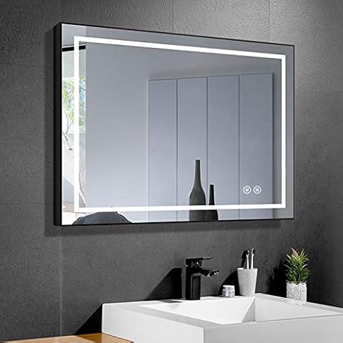DP Home LED Bathroom Mirror with Lights, Anti Fog Dimmable, Vertical/Horizontal Mount, Modern Wall Mirror with Lights, D613-3628 36 x 28 in Wall Mounted Makeup LED Vanity Mirror Cover