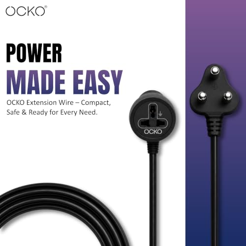 Image of Ocko 3 Meter 3 Pin Heavy Duty Extension Cord | 10A 1500W Power Cable with Male to Female Socket for Indoor & Outdoor Use, Home Appliances, Electronics, Power Tools & Daily Utility