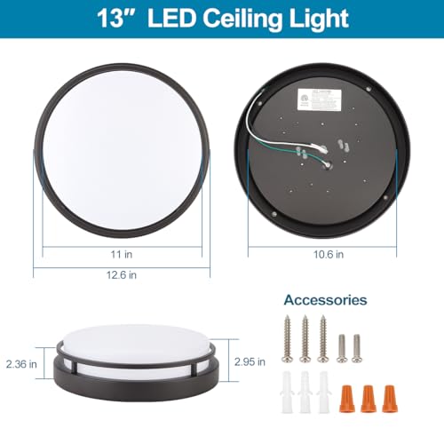 Xbuyee 2Pack Led Flush Mount Ceiling Light Fixture 13 Inch 20W, 3000/4000/5000K Color Adjustable, Dimmable Ceiling Lamp For Kitchen, Hallway, Stairwell, Oil Rubbed Bronze thumb #4