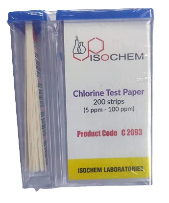 ISOCHEM LABORATORIES Chlorine Test Paper (5ppm-100ppm) 200 Strips (for Swimming Pool use)