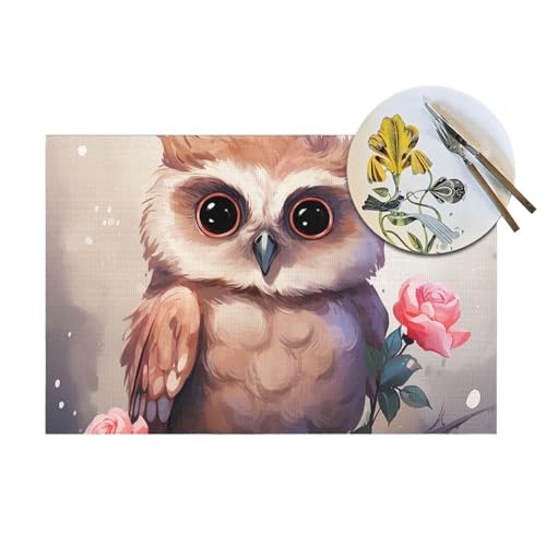 Set de table chouette et fleurs en PVC lavable pour table de cuisine - 8