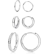 Sllaiss 925 Sterling Silver CZ Small Hoop Earrings for Women Men Cubic Zirconia Huggie Endless Ho...