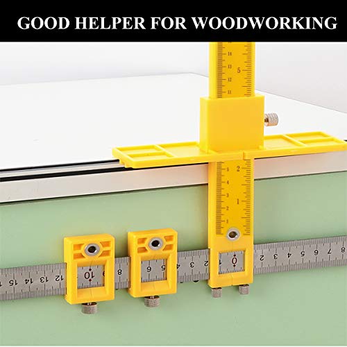 Cabinet Pull Template Hardware Jig, Punch Locator Drill Guide Wood Drilling Doweling Tool for Door and Drawer Handle Knob, Adjustable Pull Installation Template Tool for Drilling Holes on Wood Drill