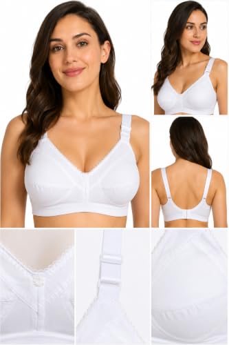 Image of Women Cotton Bra, Soft Breathable Non-Padded Everyday Comfort Bra
